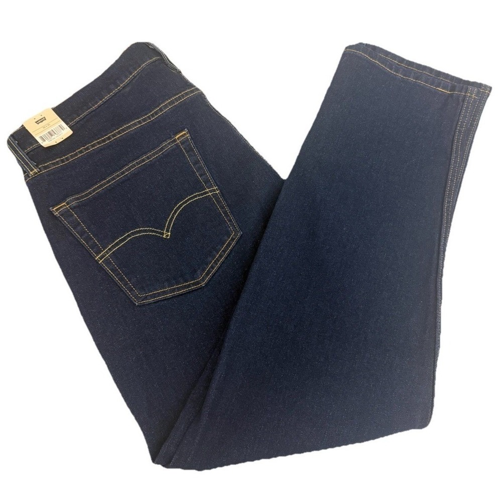 Levis 502 Men's Taper Jeans Stretch Blue Dark‎ Wash Denim 36x30 Work Cowboy New